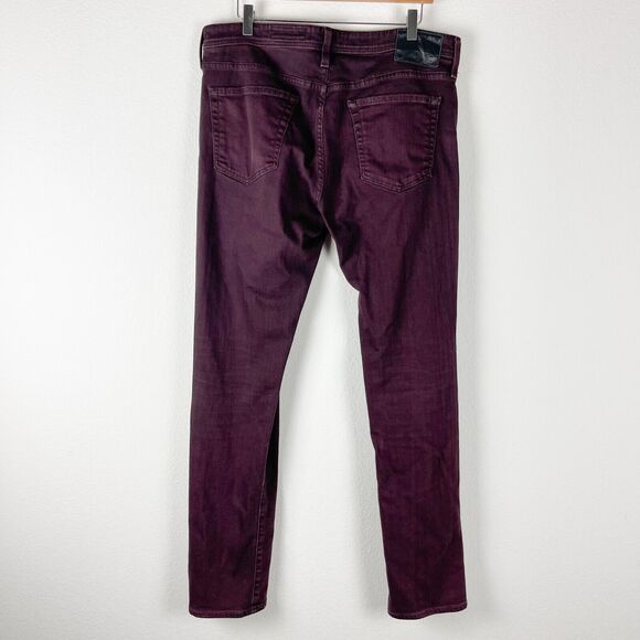 AG Adriano Goldschmied Jeans Mens 36x33 The Tellis Modern Slim Burgundy Maroon - Picture 7 of 11